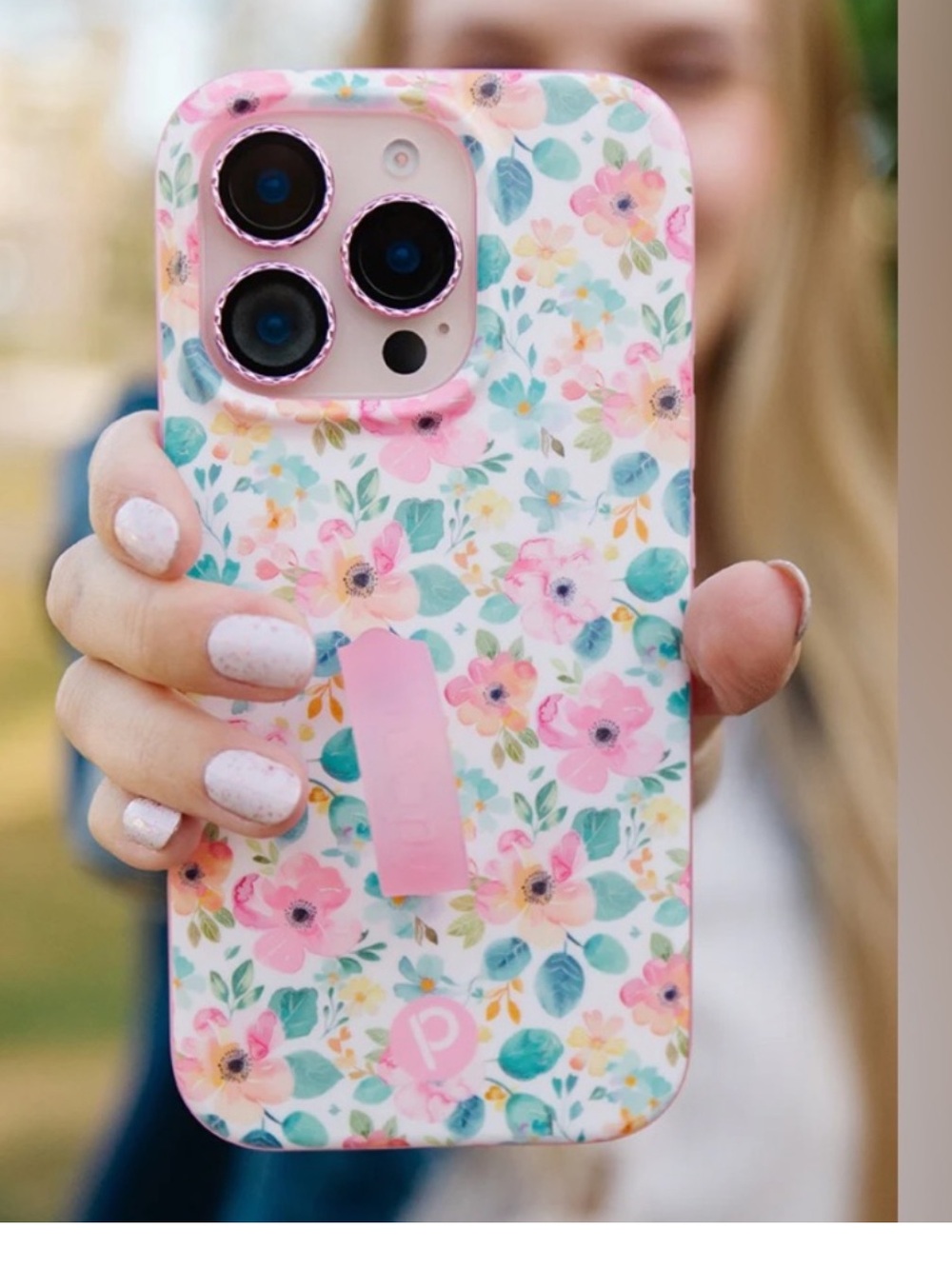 Loopy Case Floral Phone Case with Pink Loop